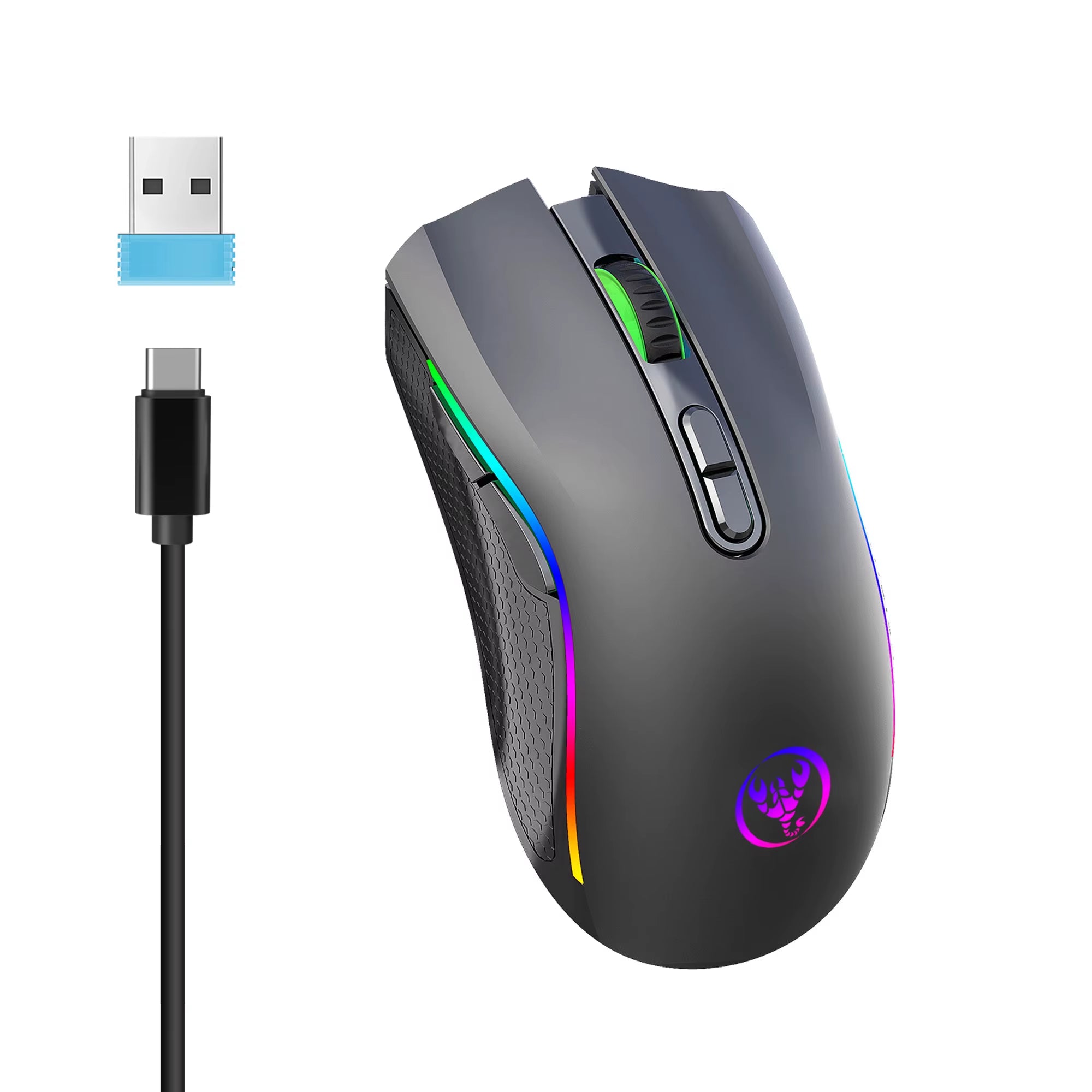 Rechargeable 2.4G Wireless RGB Gaming Mouse Ergonomic Gaming Backlit Mice for Laptop PC