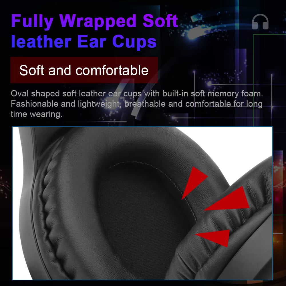 HYLAS H371 RGB Gaming Headphone,7.1 USB Surround Sound Headset Earphones Microphone EQ Controller for Computer Laptop