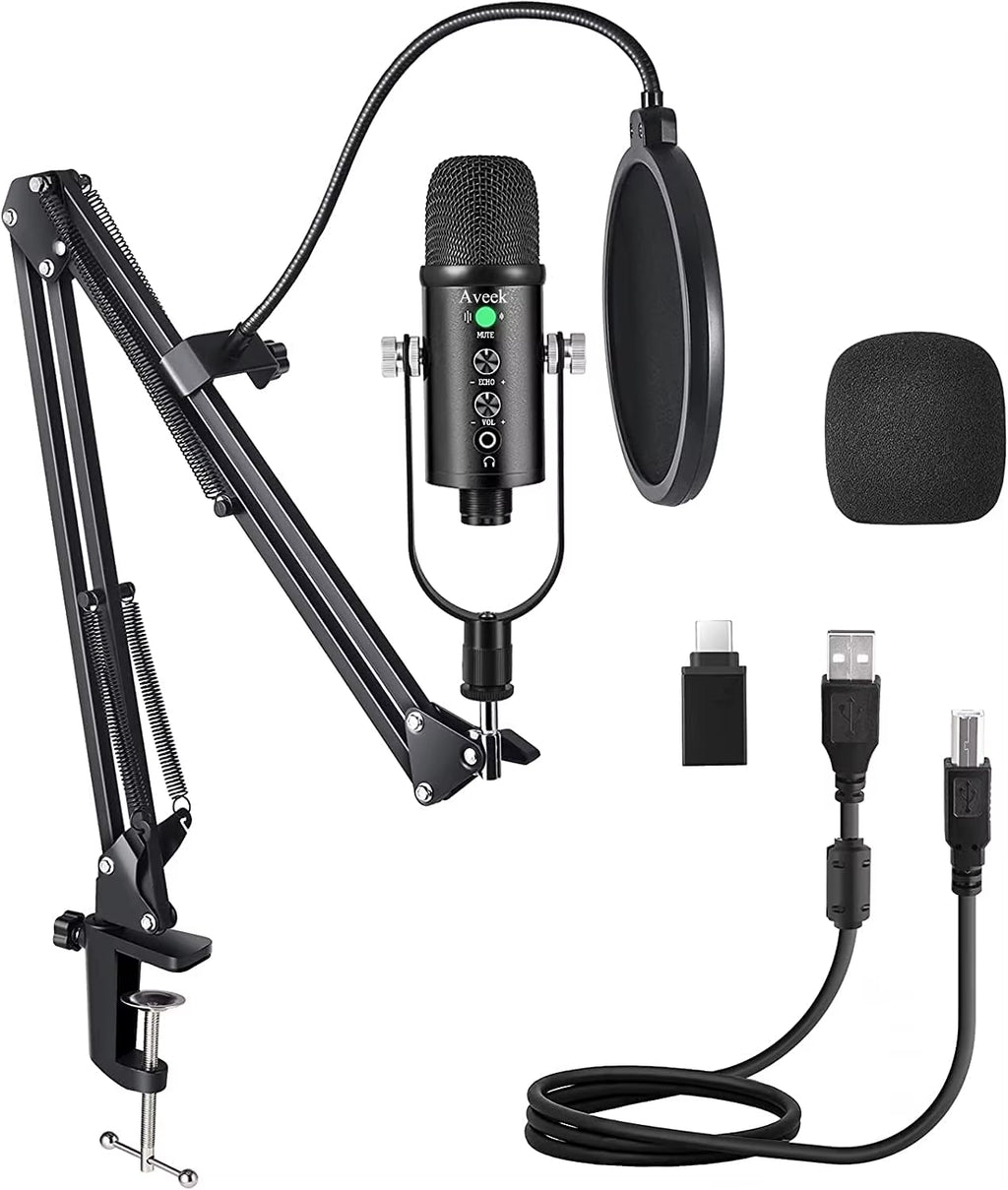 Gaming USB Microphone,Noise Cancellation Condenser Mic for Pc,Podcast Microphone,With Boom Bracket,For Gaming,Podcasting