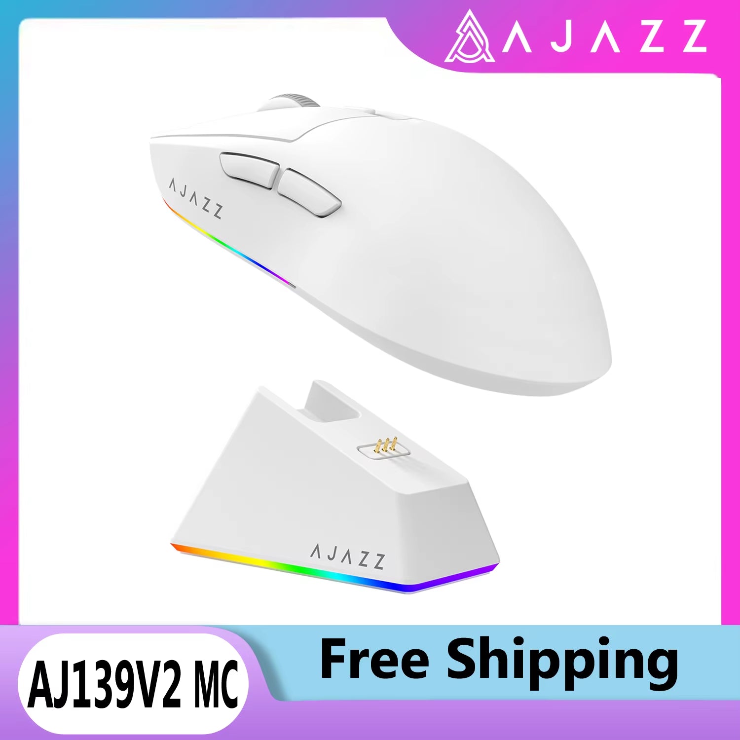 AJ139 V2 MC Wireless Gaming Mouse 12000DPI PAW3311 Gaming Sensor with Charging Dock for Laptop PC