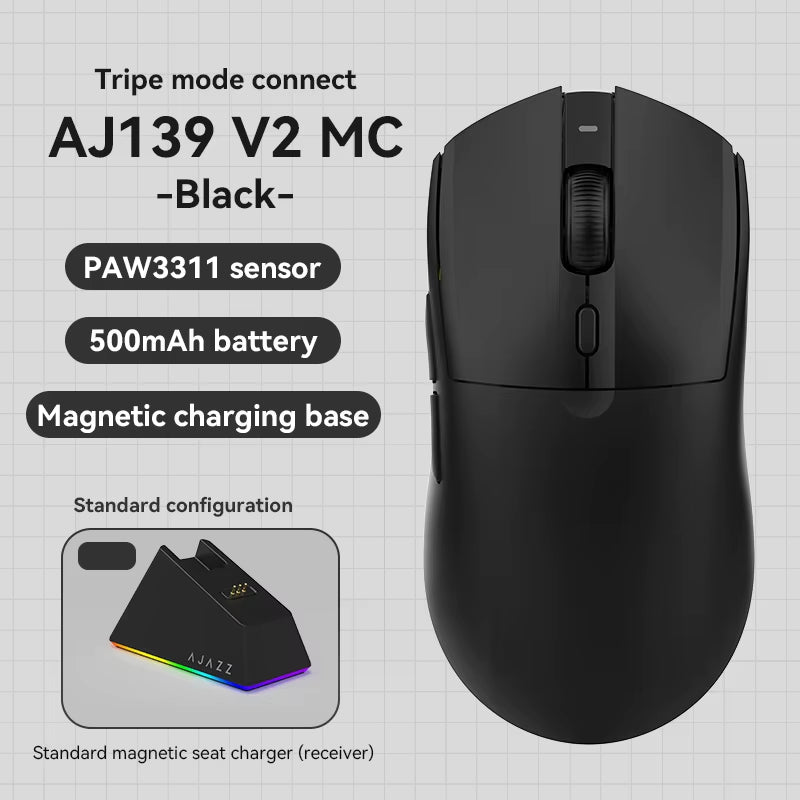AJ139 V2 MC Wireless Gaming Mouse 12000DPI PAW3311 Gaming Sensor with Charging Dock for Laptop PC